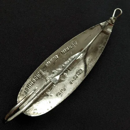 Vintage Johnson Silver Minnow, 3/4oz yellow UV/nickel fishing spoon #20164