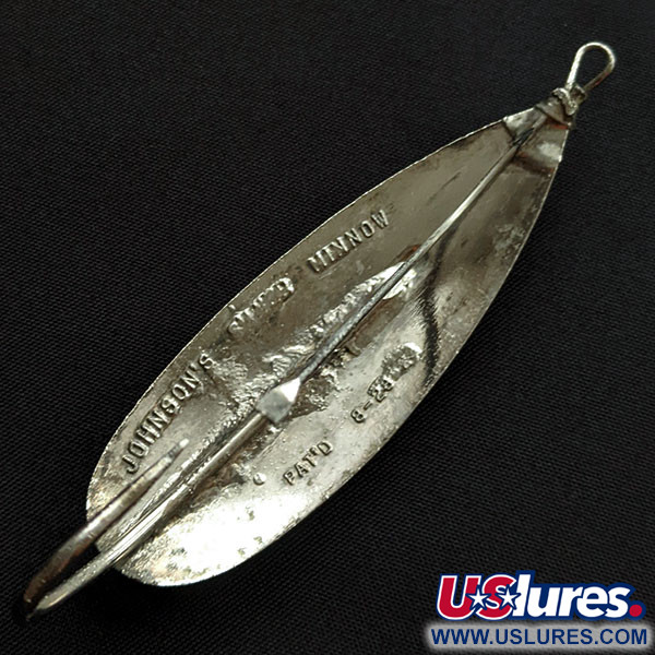 Vintage   Johnson Silver Minnow, 3/4oz yellow UV/nickel fishing spoon #20164