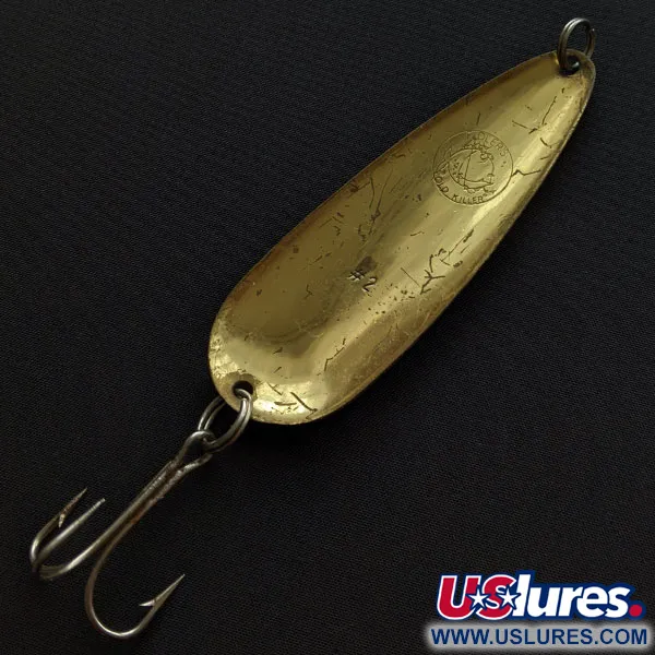 Vintage Other Vintage Fidler's Old Killer #2 spoon lure, 1oz brass/white/red fishing spoon #20172