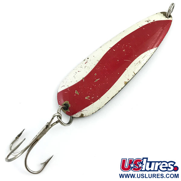 Vintage   Vintage Fidler's Old Killer #2 spoon lure, 1oz brass/white/red fishing spoon #20172