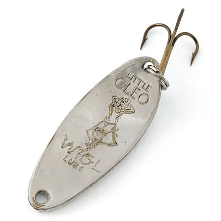 Vintage Seneca Little Cleo (Hula Girl), 1/3oz blue pearl/nickel fishing spoon #20180