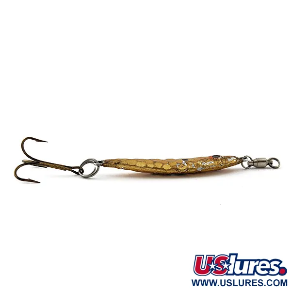 Vintage Mann's Bait  Mann's Mann-O-Lure Hammered, 3/5oz gold fishing spoon #20186