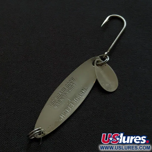 Vintage Luhr Jensen Needlefish 1, 1/16oz nickel/black/white fishing spoon #20219