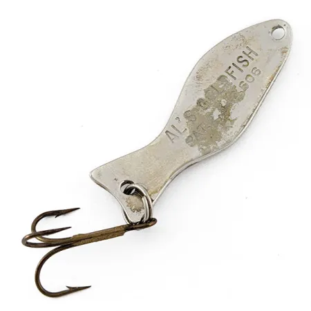 Vintage Al's gold fish, 1/4oz nickel fishing spoon #20223