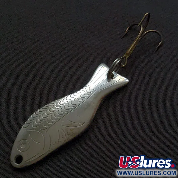 Vintage Al's gold fish, 1/4oz nickel fishing spoon #20223