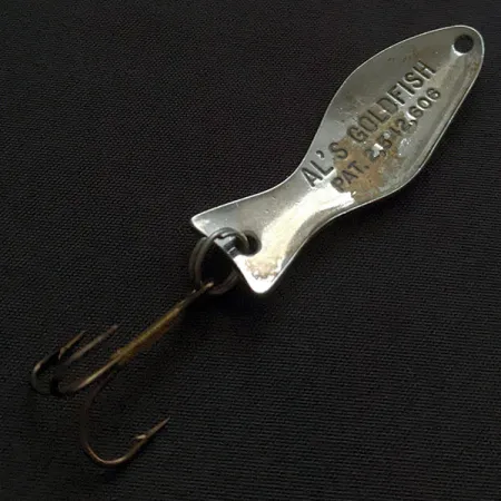 Vintage Al's gold fish, 1/4oz nickel fishing spoon #20223