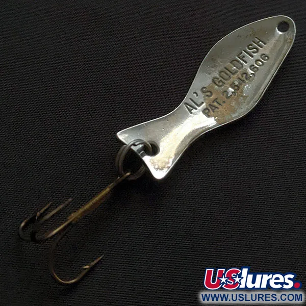 Vintage Al's gold fish, 1/4oz nickel fishing spoon #20223