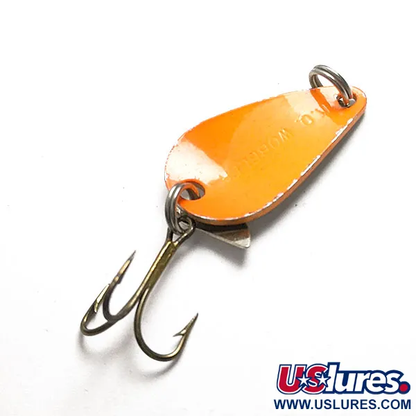 Vintage Acme K.O. Wobbler, 1/8oz nickel/orange fishing spoon #20226