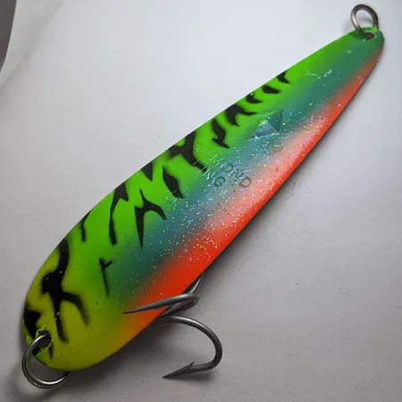Vintage Luhr Jensen Diamond King, 1/2oz Fire Tiger fishing spoon #20231