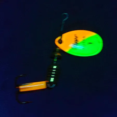 Vintage Mepps Aglia 1, 1/8oz orange UV spinning lure #20245