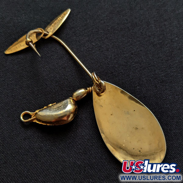 Vintage  Hildebrandt Spinners Hildebrandt's Gold Nugget Twin Spin, 1/4oz gold fishing spoon #20254