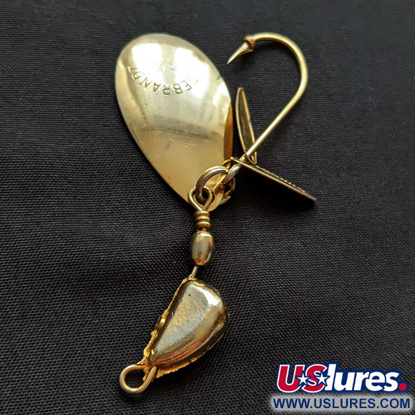 Vintage  Hildebrandt Spinners Hildebrandt's Gold Nugget Twin Spin, 1/4oz gold fishing spoon #20254