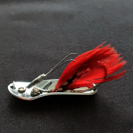 Vintage Pflueger Chum 2, 1/4oz nickel/red fishing spoon #20257