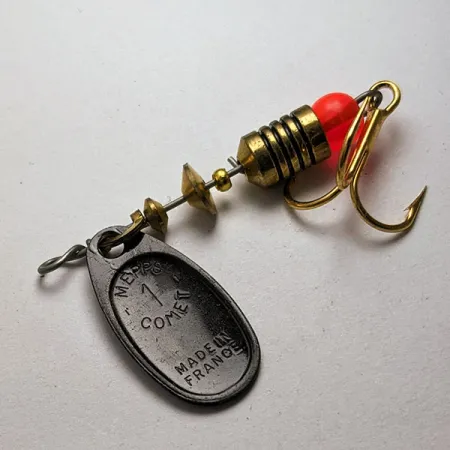Vintage Mepps Black Fury 1, 1/8oz black/red spinning lure #20285