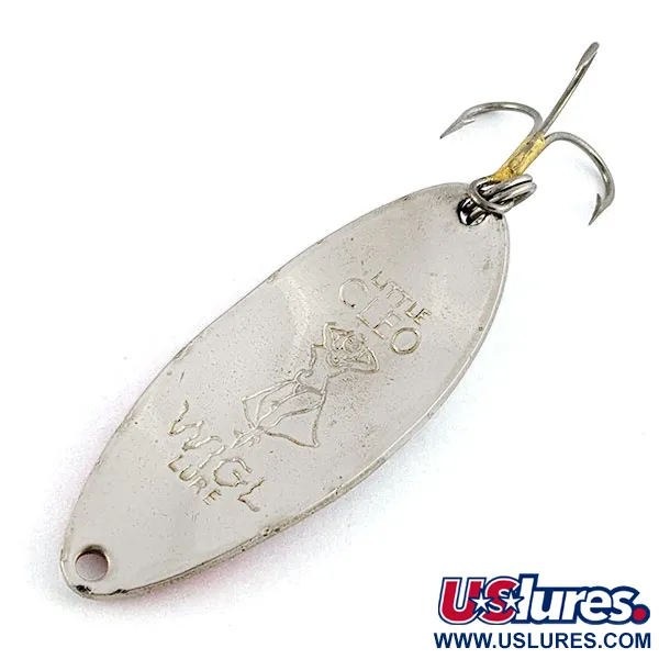 Vintage  Seneca Little Cleo (Hula Girl), 1/2oz white pearl/red/nickel fishing spoon #20325