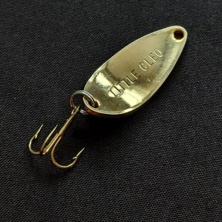 Vintage Acme Little Cleo, 3/16oz gold/orange fishing spoon #20330