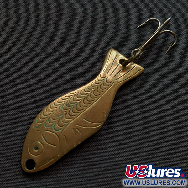 Vintage   Al's gold fish, 1/4oz bronze fishing spoon #20338