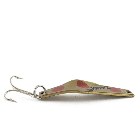 Vintage Z-RAY Lures Z-Ray Model 120, 1/4oz Brass with Red Spots fishing spoon #20341