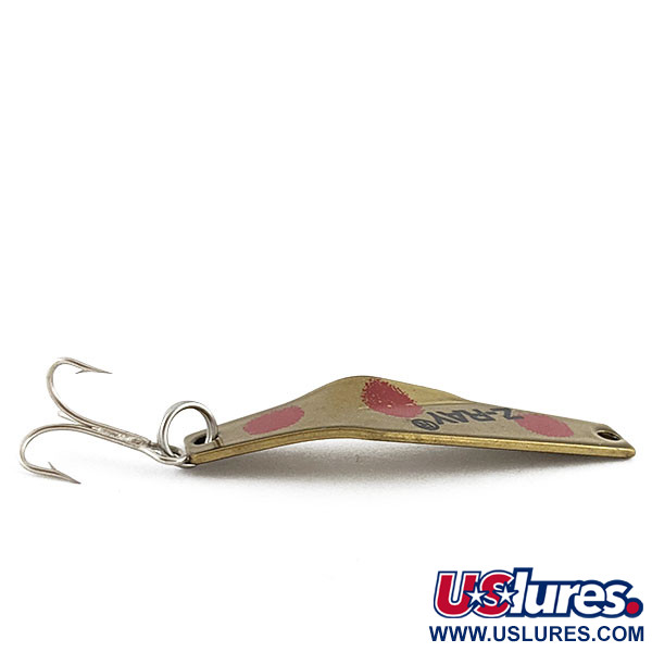 Vintage  Z-RAY Lures Z-Ray Model 120, 1/4oz Brass with Red Spots fishing spoon #20341
