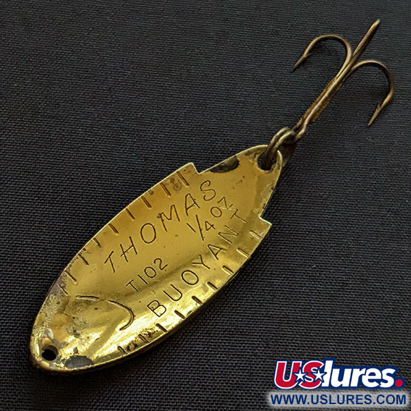 Vintage   Thomas Buoyant, 1/4oz brass/red/black fishing spoon #20351