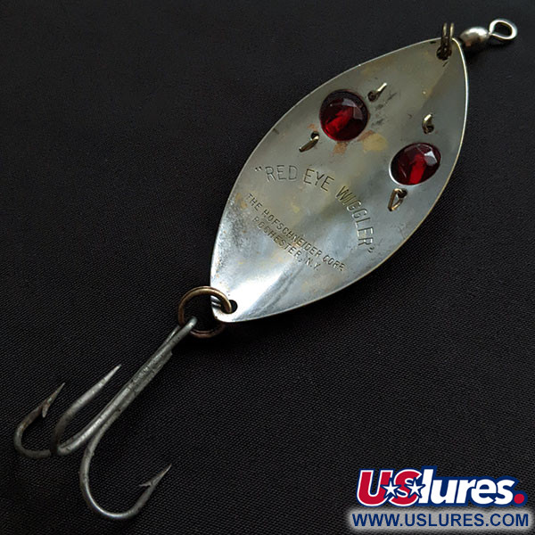 Vintage Hofschneider Red Eye Wiggler, 1oz nickel/red eyes fishing spoon  #20371
