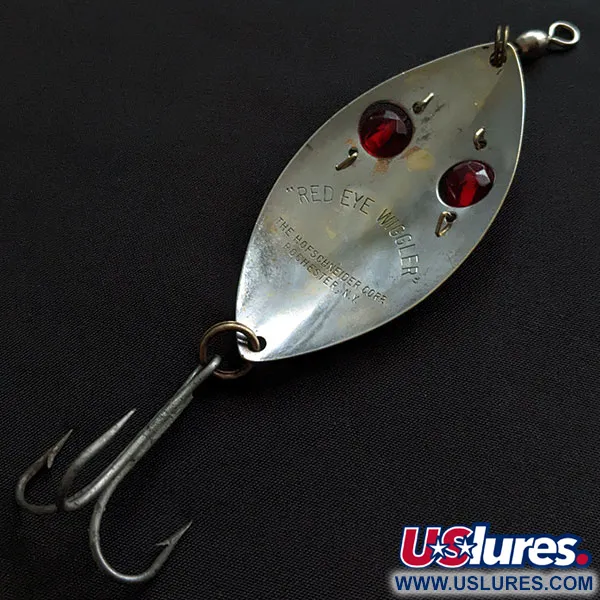 Vintage Hofschneider Red Eye Wiggler, 1oz nickel/red eyes fishing spoon #20371