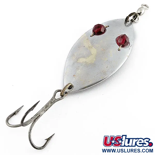 Vintage Hofschneider Red Eye Wiggler, 1oz nickel/red eyes fishing spoon #20371