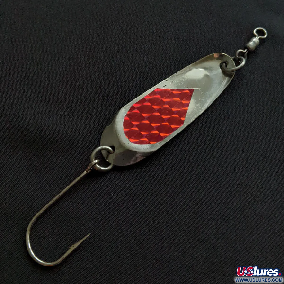 andy reekers fishing lures Vintage Andy Reekers, 1/4oz nickel/red fishing spoon #20373