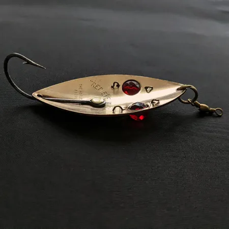 Vintage Hofschneider Weedless Red Eye Wiggler, 1oz brass/red eyes fishing spoon #20384