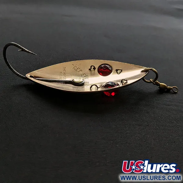 Vintage  Hofschneider Weedless Red Eye Wiggler, 1oz brass/red eyes fishing spoon #20384