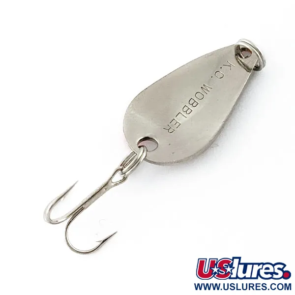 Vintage Acme K.O. Wobbler, 1/8oz nickel/orange fishing spoon #20403