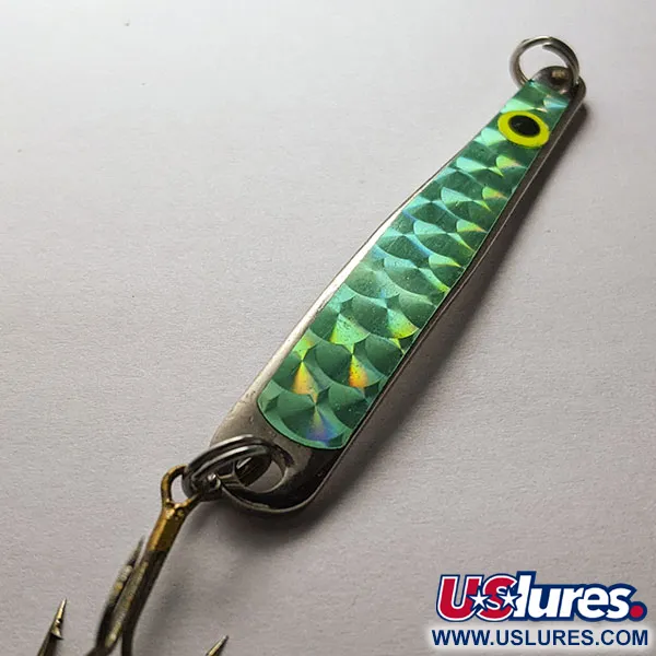 Vintage Acme Need-L-EEL, 1/2oz Chrome Green fishing spoon #20405
