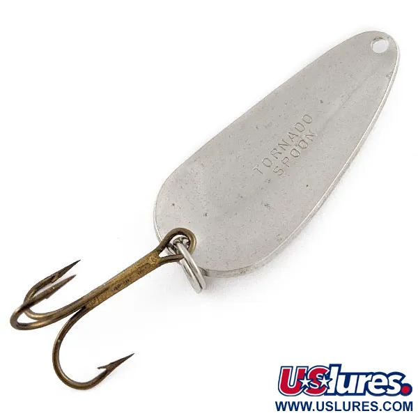 Vintage Acme Tornado Spoon, 1/4oz nickel/white/red fishing spoon #20421