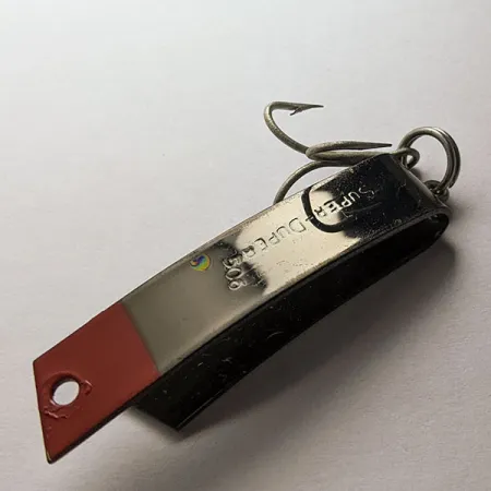 Vintage Luhr Jensen Super-Duper 506, 1/4oz black red fishing spoon #20424