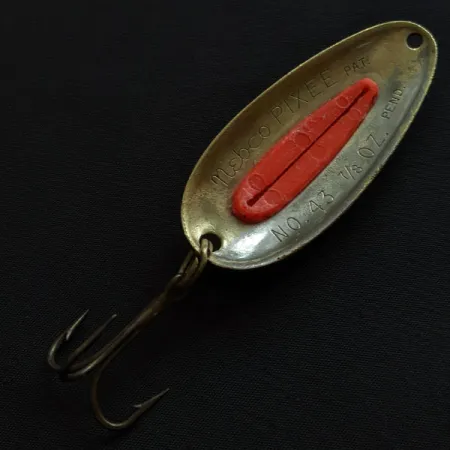 Vintage Nebco Pixee, 3/4oz nickel/brass/pink fishing spoon #20434