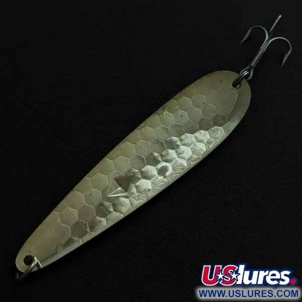 Vintage Luhr Jensen Diamond King 5, 1/2oz silver/red/blue/yellow fishing spoon #20435