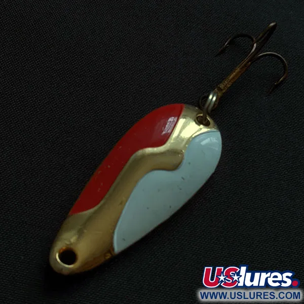 Vintage Acme Kamlooper Spoon, 2/5oz gold/red/white fishing spoon #20436