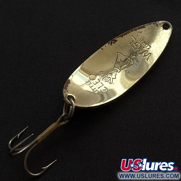 Vintage Seneca Little Cleo (Hula Girl), 1/2oz gold/orange fishing spoon #20475