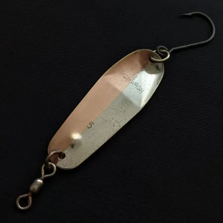 Vintage Luhr Jensen McMahon 5, 1/2oz nickel/brass fishing spoon #20478