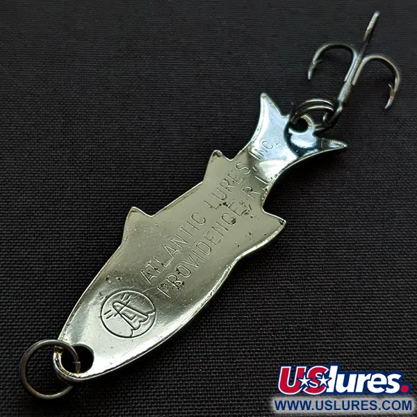 Vintage   Atlantic Lures Golden Wobble-Fish, 1/4oz nickel fishing spoon #20479