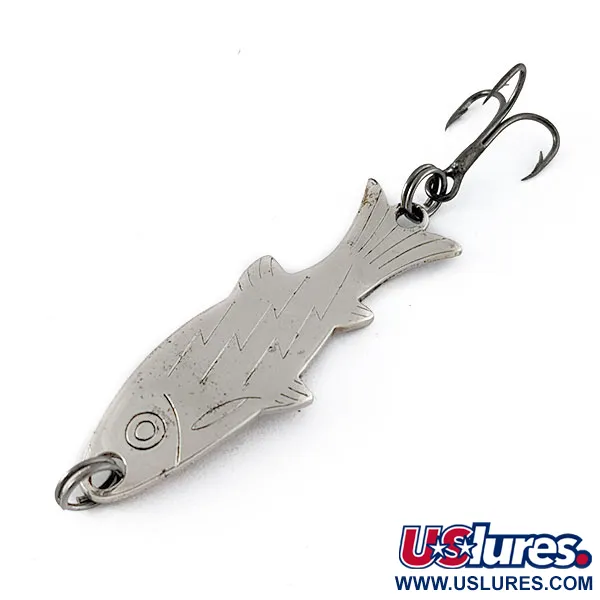 Vintage   Atlantic Lures Golden Wobble-Fish, 1/4oz nickel fishing spoon #20479