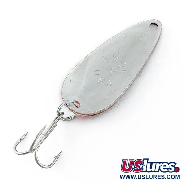 Vintage Worth Chippewa Steel Spoon, 3/16oz nickel/red/black fishing spoon #20480