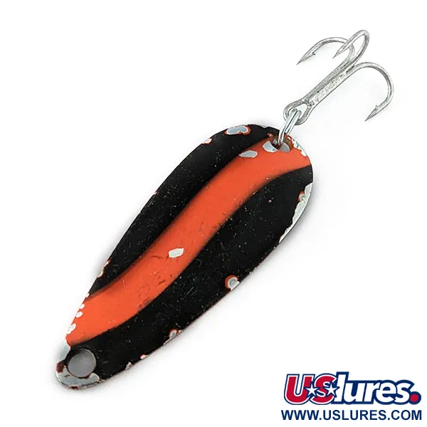 Vintage Worth Chippewa Steel Spoon, 3/16oz nickel/red/black fishing spoon #20480