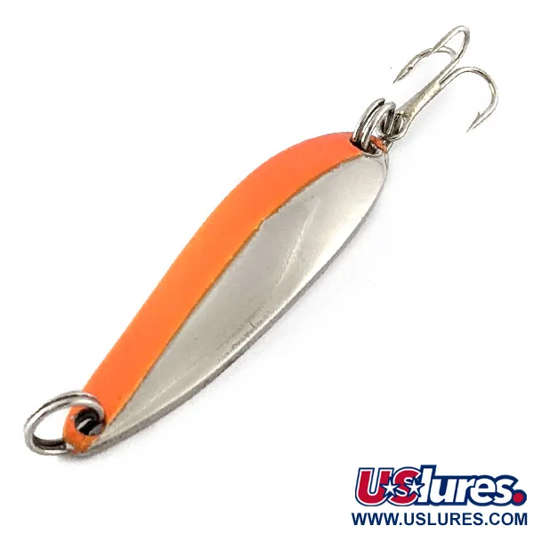 Vintage Acme Fiord Spoon, 1/4oz nickel/orange fishing spoon #20491