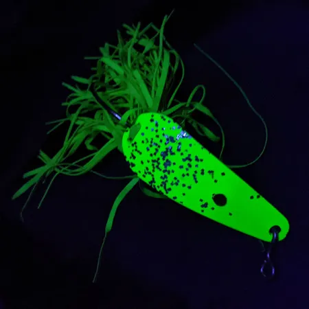 Vintage Northland  Jaw-Breaker, 1/2oz yellow/green UV fishing spoon #20492