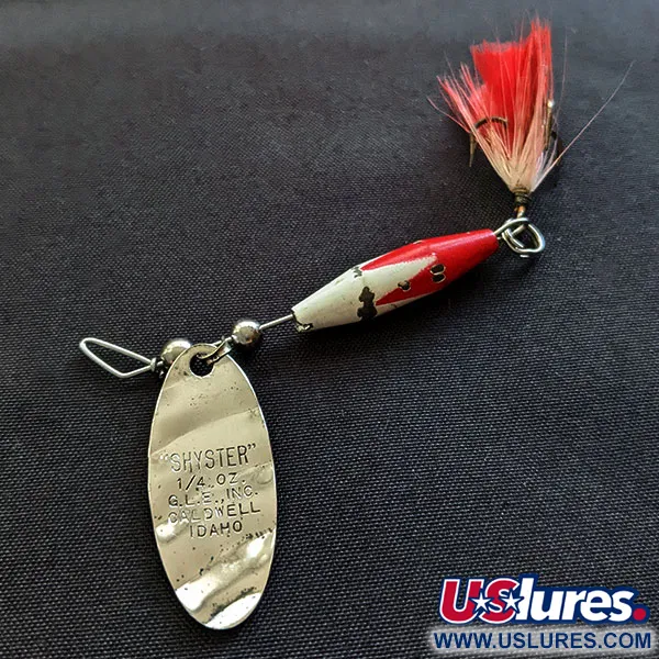 Vintage   Glen Evans Shyster, 1/4oz nickel/red/white spinning lure #20508