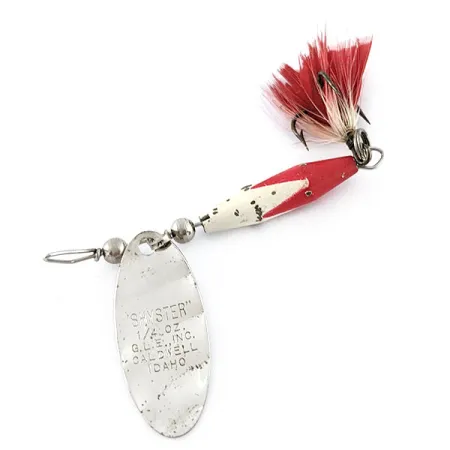 Vintage Glen Evans Shyster, 1/4oz nickel/red/white spinning lure #20508