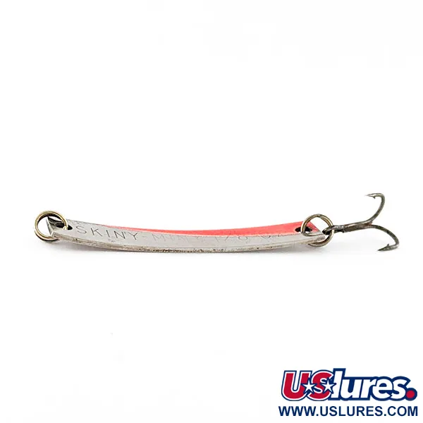 Vintage Yakima Bait Skiny-miny, 1/8oz nickel/orange UV fishing spoon #20509