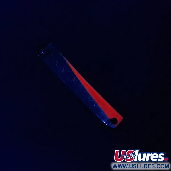 Vintage Yakima Bait Skiny-miny, 1/8oz nickel/orange UV fishing spoon #20509