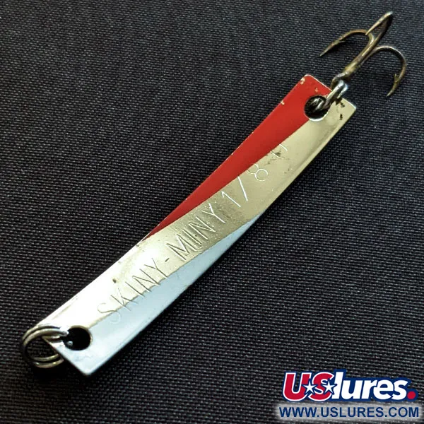 Vintage Yakima Bait Skiny-miny, 1/8oz nickel/red fishing spoon #20510